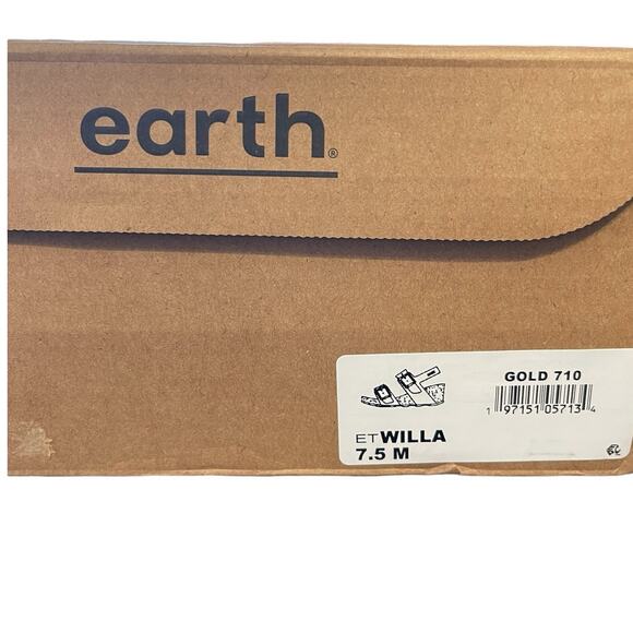 Earth Womens NEW Size 7.5 Willa Strappy Casual Mid Cork Wedge Sandals Gold NIB - Picture 6 of 11
